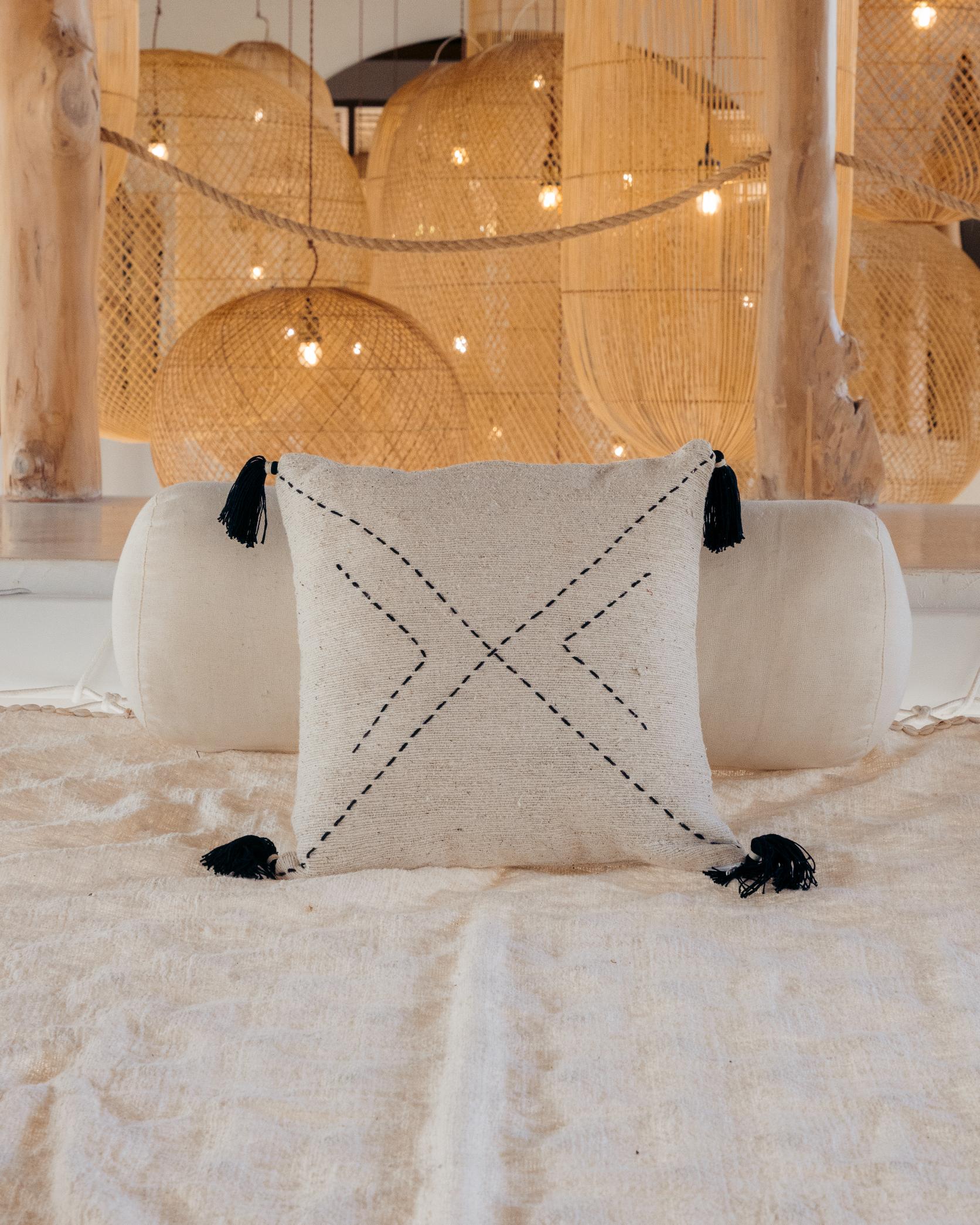 Ava Hand Stitched Cotton Pillows | Boho Dorm Decor