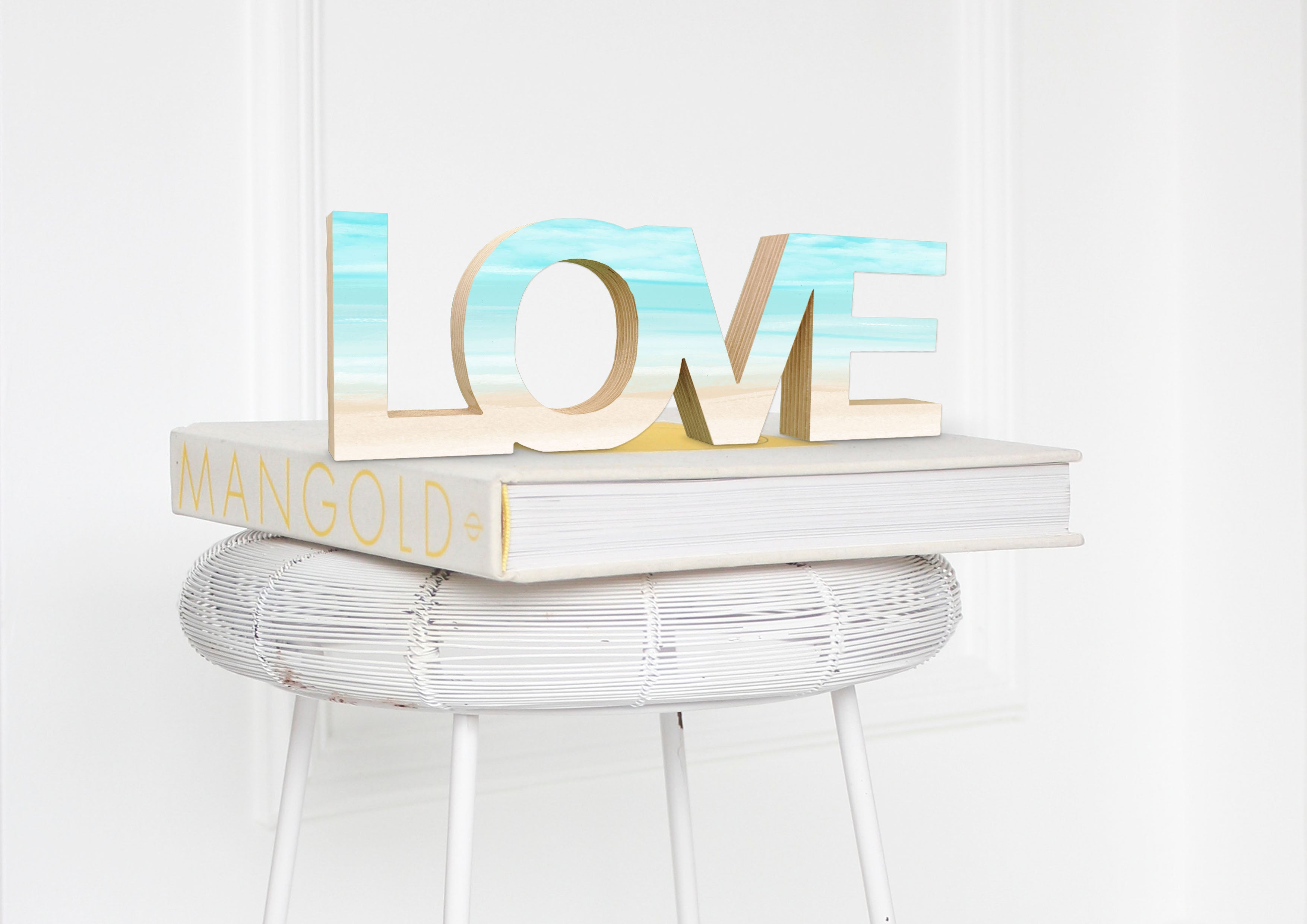 LOVE Beach Wood Shelf Sitter | Custom Coastal Dorm Decor | Gifts