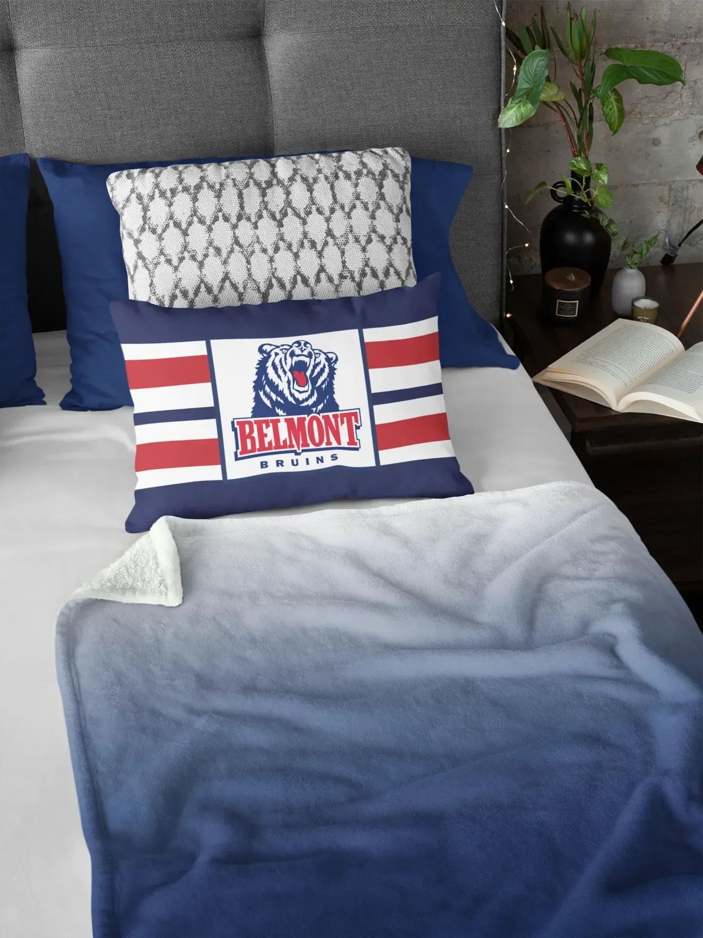 Belmont University Striped Lumbar Pillow Cover Pillow Covers