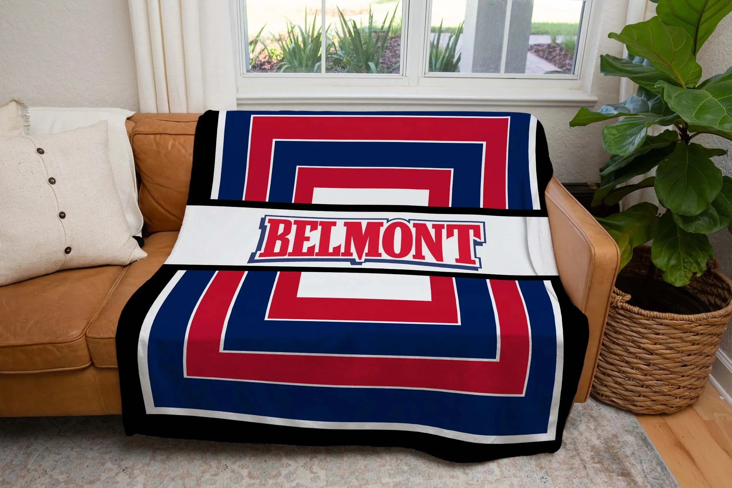 Belmont University XL 60x80 Sherpa Blanket - Geo Throw Blankets