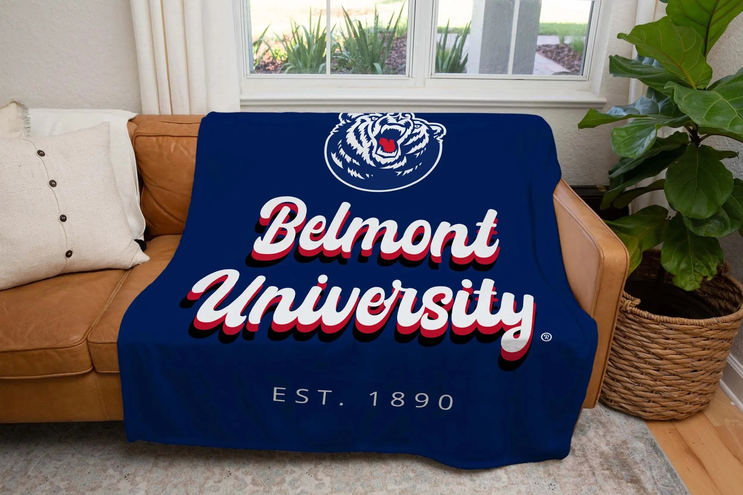 Belmont University Sherpa Blanket XL 60"x80" - Retro Throw Blankets