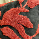 Red and Black Floral Embroidered Pillow Cover | Colorful Dorm Decor