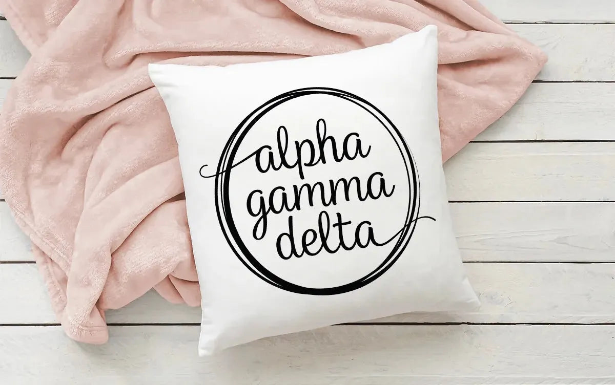 Alpha Gamma Delta 18" Throw Pillow Cover - Black Logo Pillow Covers