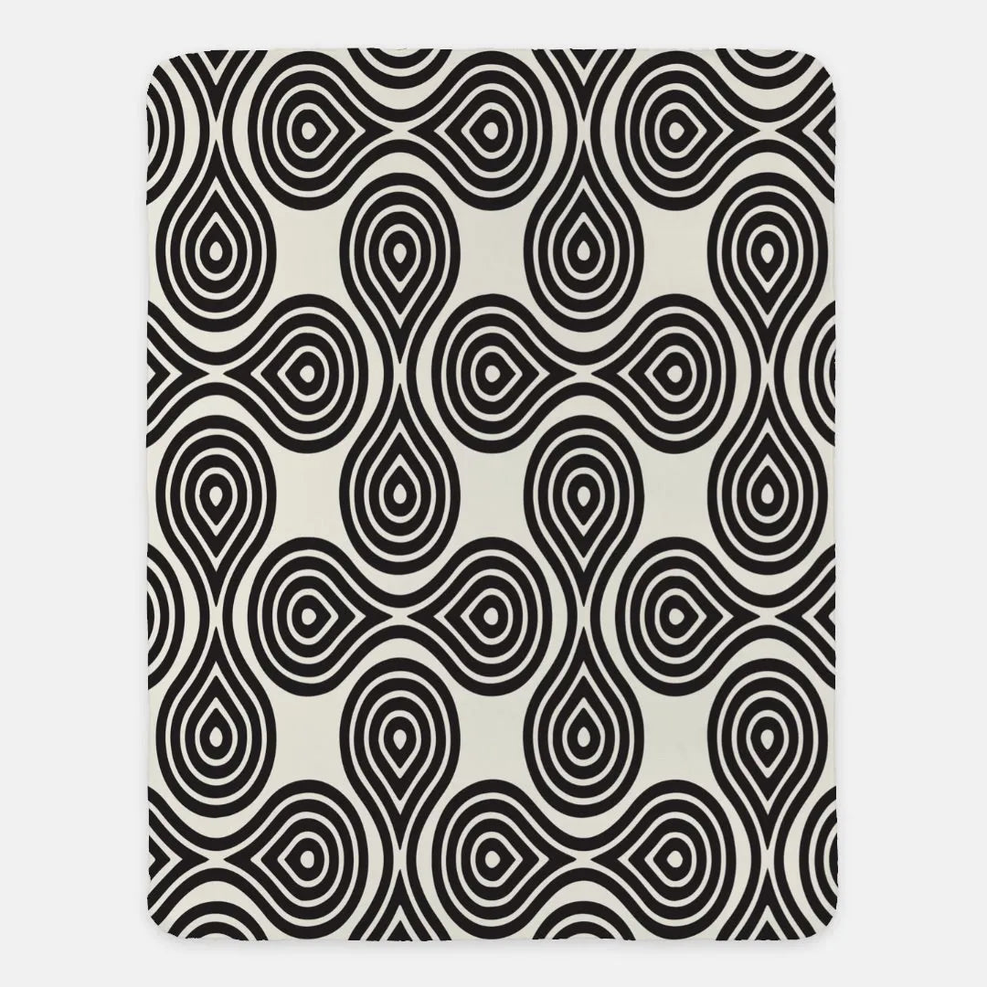 Modern Black Swirl XL 60x80 Sherpa Blanket Throw Blankets