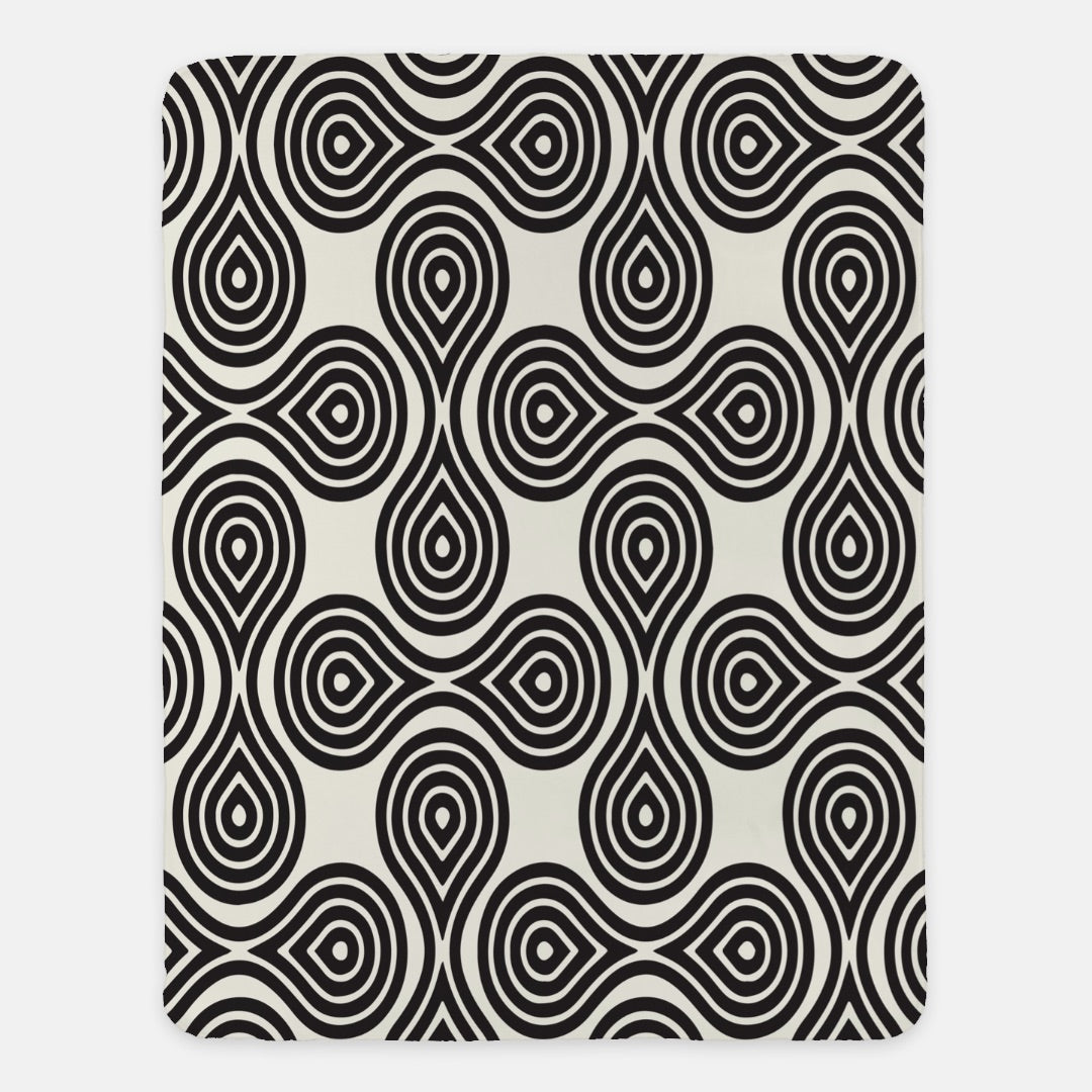 Modern Black Swirl Sherpa Blanket XL 60"80" | Black & White Dorm Decor