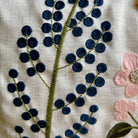 Blue Trim Wildflower Embroidered Pillow Cover | Cottage Core Dorm Decor