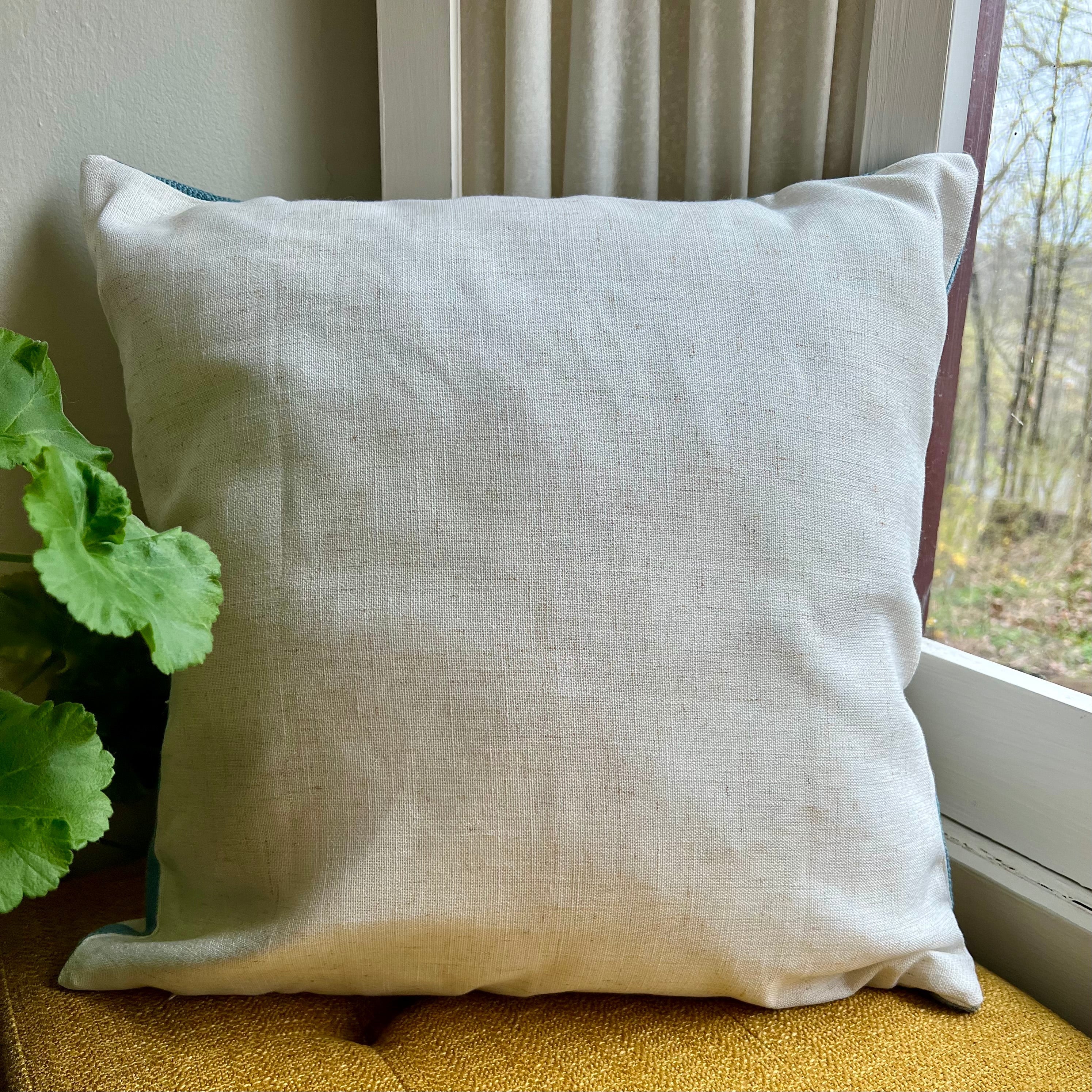 Blue Trim Wildflower Embroidered Pillow Cover | Cottage Core Dorm Decor