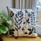  Blue Trim Wildflower Embroidered Pillow Cover | Cottage Core Dorm Decor