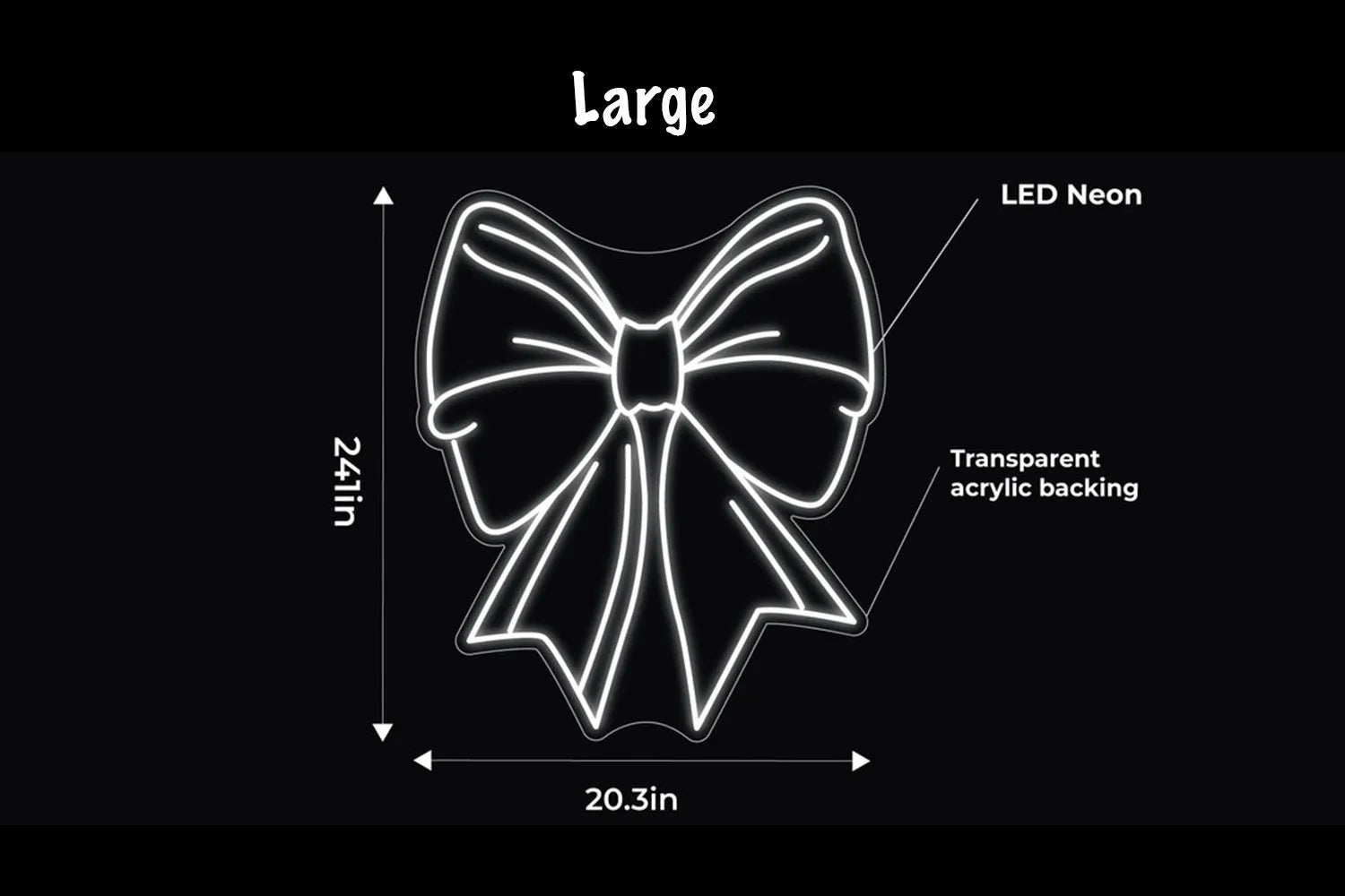 Ribbon Bow LED Neon Sign w/ Dimmer Neon Signs