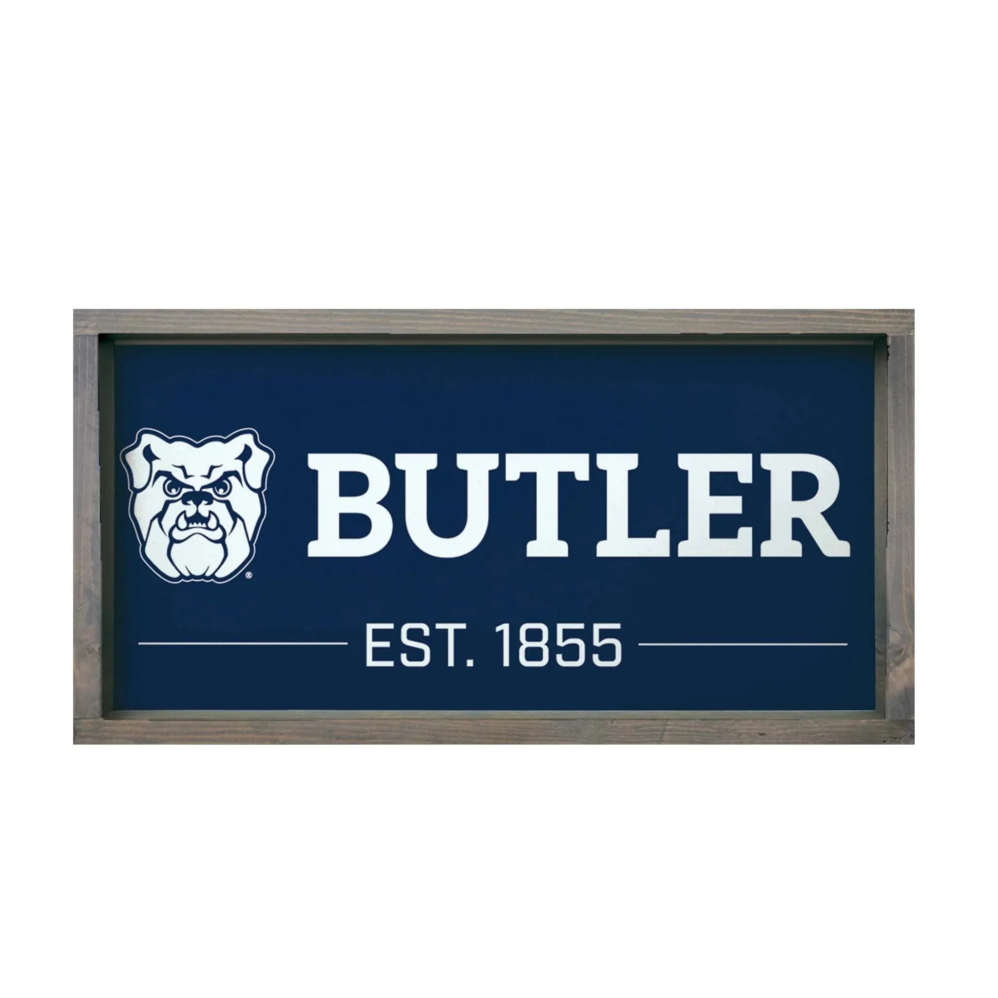 Butler University Wood Framed Sign 12x24 Blue Weathered Gray Wall Art & Signs