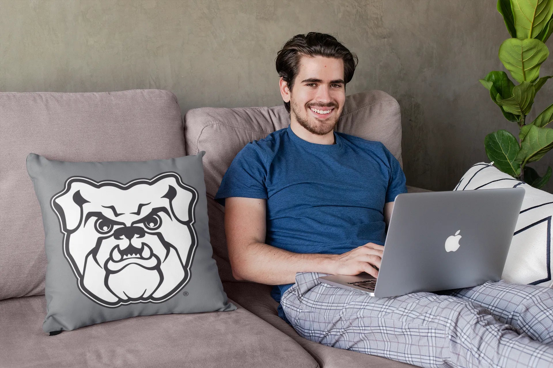 Butler University Gray Pillow Cover - Solo Head  18" | Gifts and Decor | Festive Fit Home