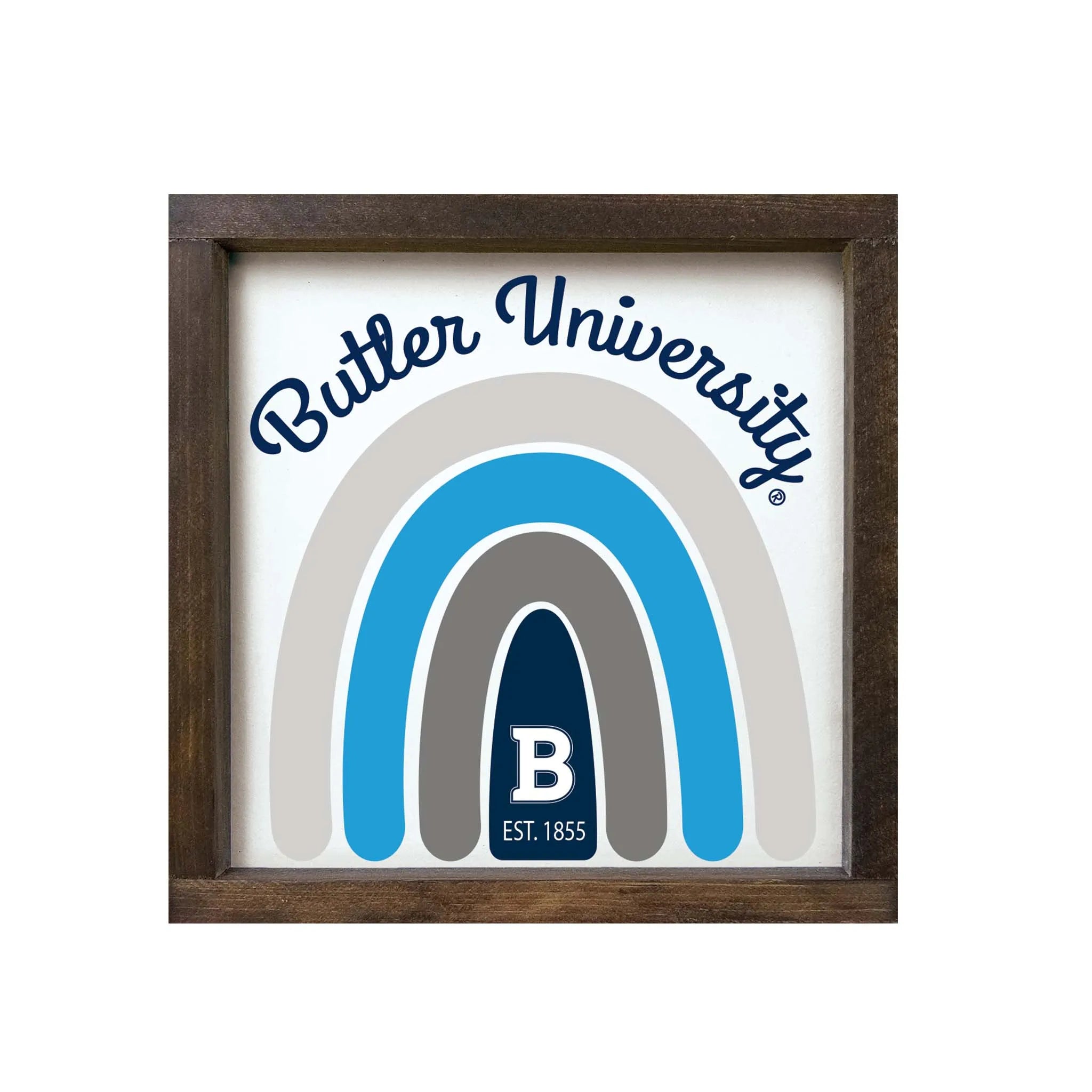 Butler University Framed Sign - Rainbow - 12"x12" | Custom Gifts | Official Merchandise | Festive Fit Home