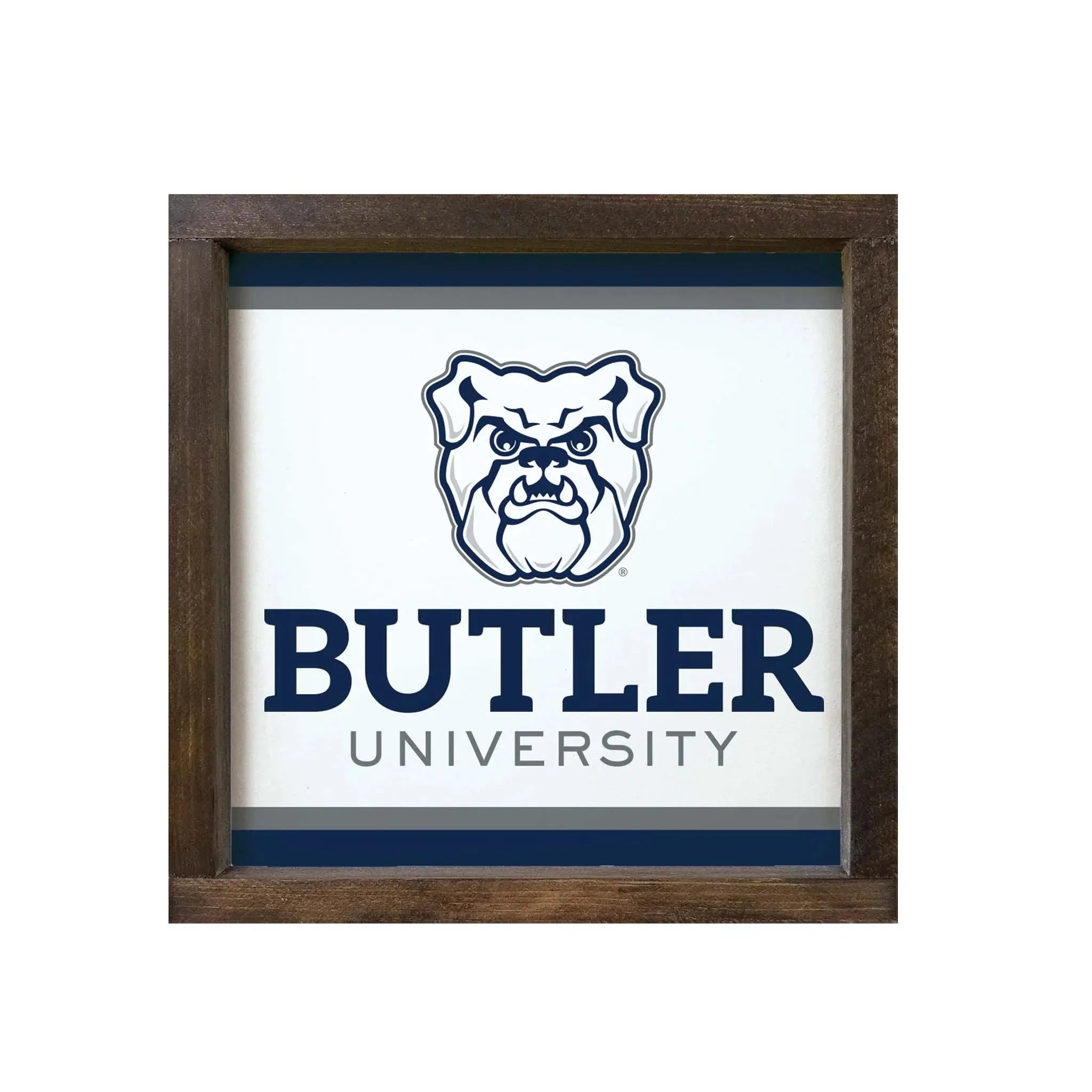 Butler University Framed Sign - Stripes 12x12 Walnut Stain Wall Art & Signs
