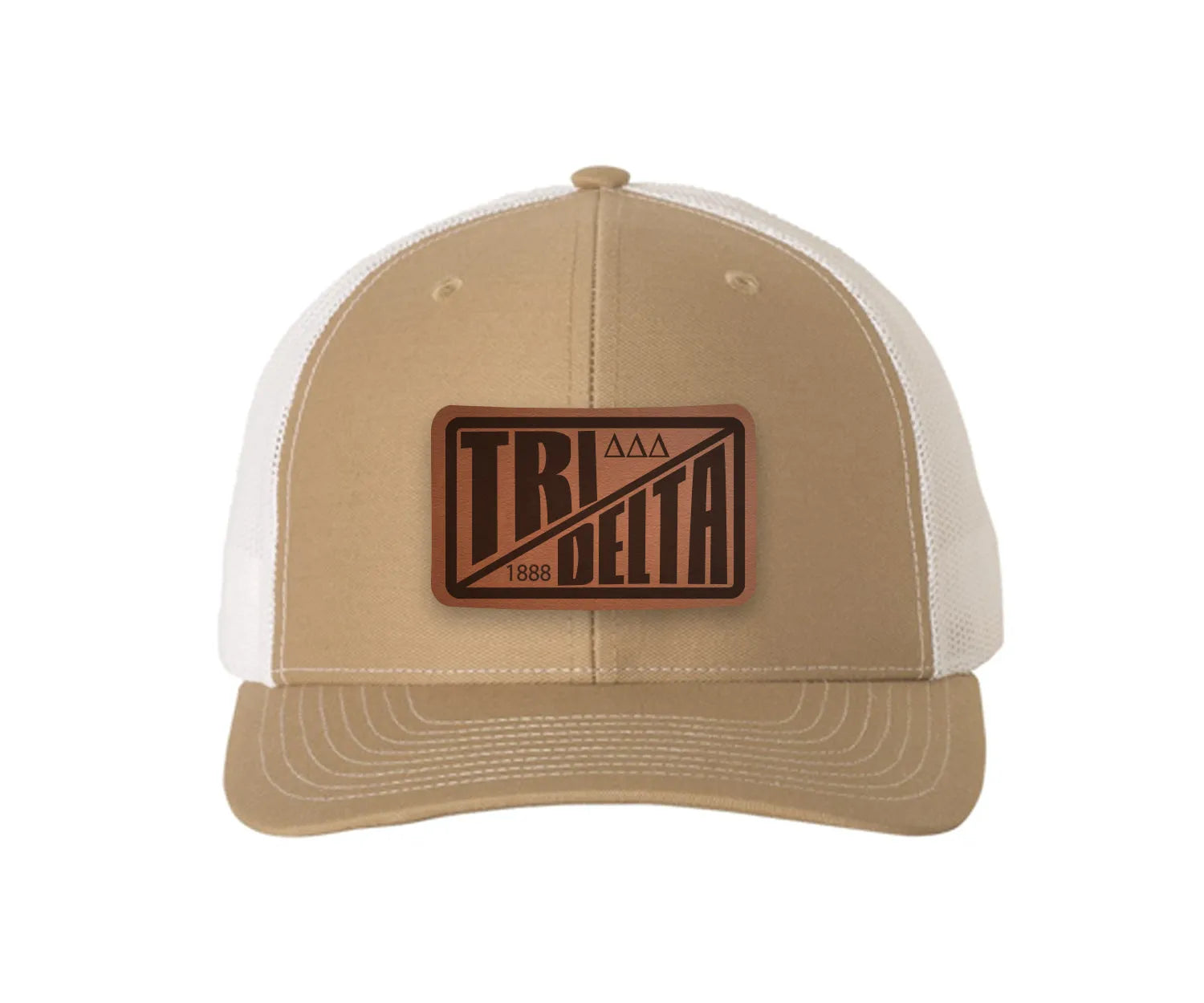Tri Delta Richardson 112 Leatherette Patch Trucker Hat - Divide Khaki White Trucker Hat