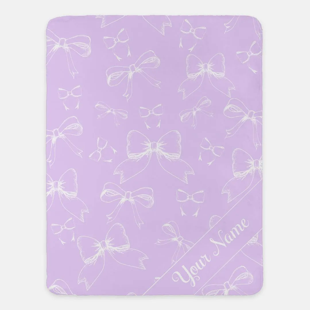 Bows XL 60x80 Sherpa Blanket Lavender Personalized Throw Blankets