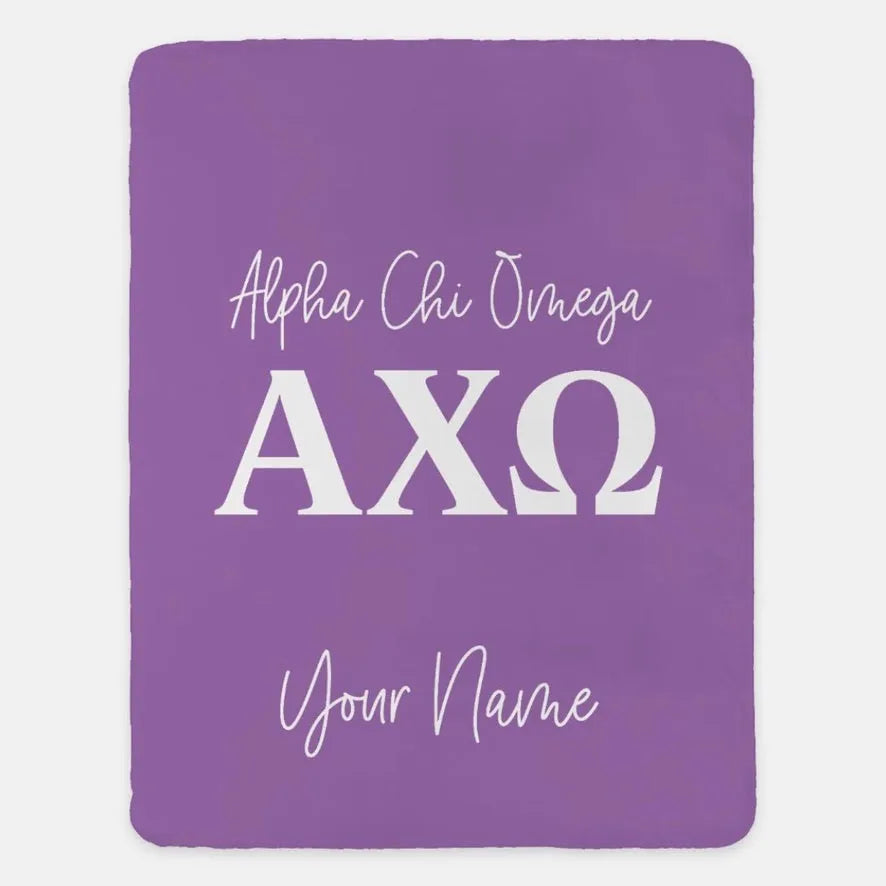 Personalized Alpha Chi Omega XL 60x80 Sherpa Blanket Iris Throw Blankets