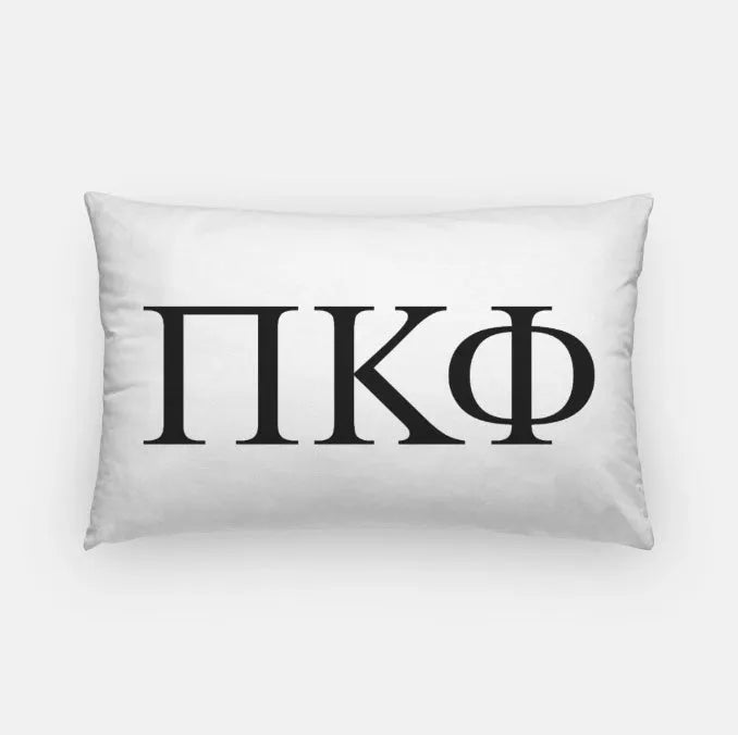 Pi Kappa Phi Lumbar Pillow Cover - Greek Letters White Black Pillow Covers