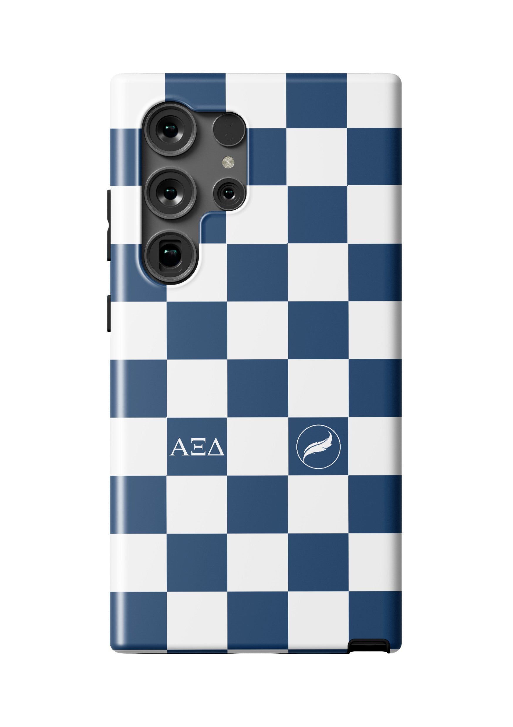 Alpha Xi Delta Samsung Galaxy 24, 23 Mobile Phone Case - Blue Check | AXiD Gifts