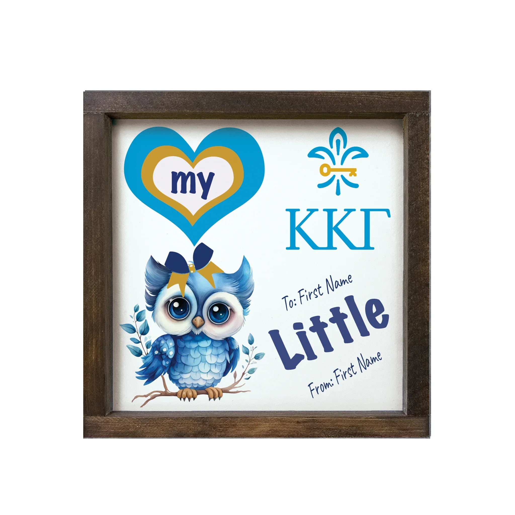 Personalized Kappa 12x12 Love My Big Little Wood Framed Sign