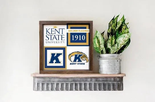 Kent State University 12x12 Wood Framed Sign - Classic Color Block Wall Art & Signs