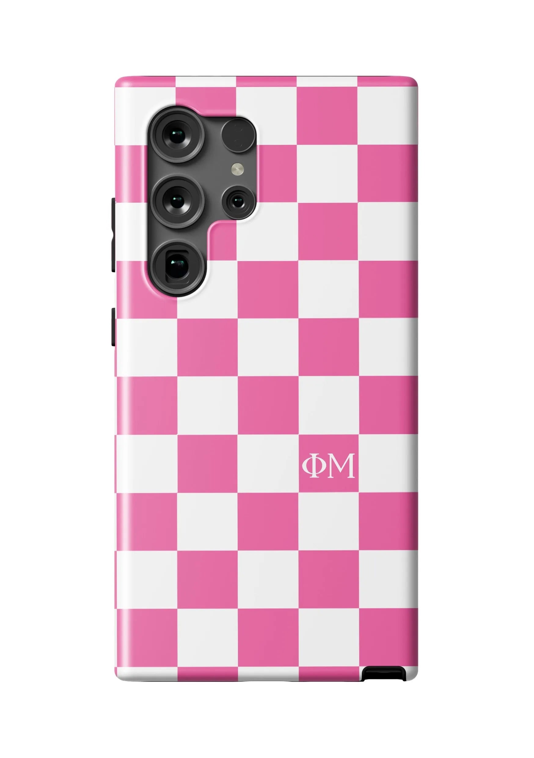 Phi Mu Samsung Galaxy 24, 23 Mobile Phone Case - Pink Check Matte Mobile Phone Cases