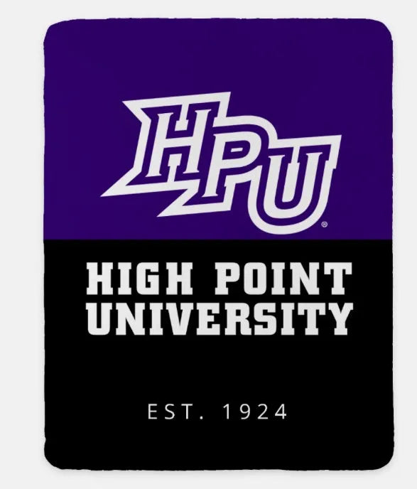 HPU XL 60x80 Sherpa Throw Blanket - Color Block Purple Black Throw Blankets