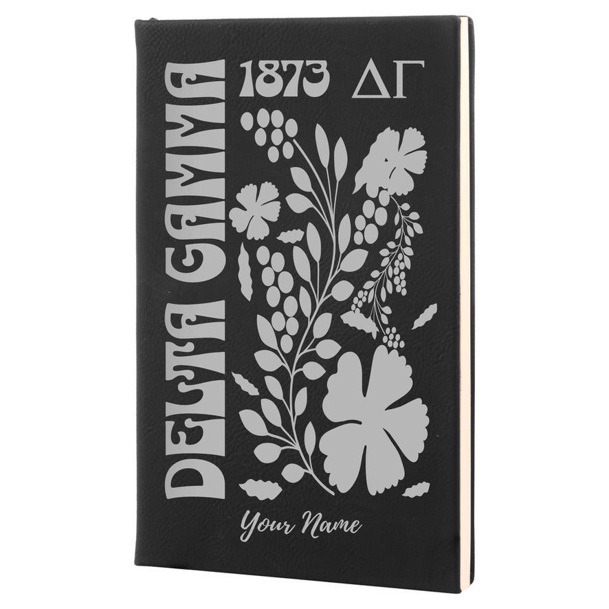 Delta Gamma Personalized Leatherette Notebook - Retro Floral | DG