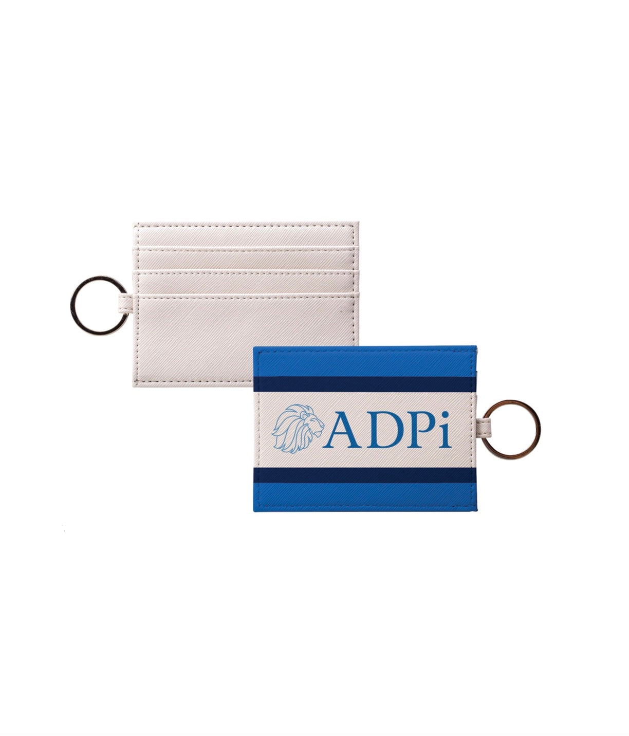 ADPi Vegan Saffiano Leather Keychain Card Holder - Stripes