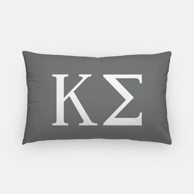 Kappa Sigma Lumbar Pillow Cover - Greek Letters Dark Gray Pillow Covers