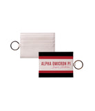 Alpha Omicron Pi Keychain Vegan Saffiano Leather Card Holder - Stripes