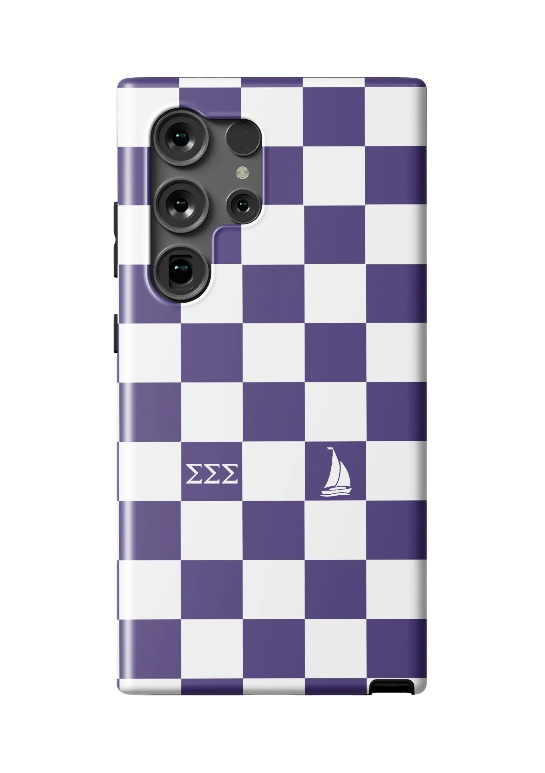 Tri Sigma Samsung Galaxy 24, 23 Mobile Phone Case Royal Purple Check Matte Mobile Phone Cases