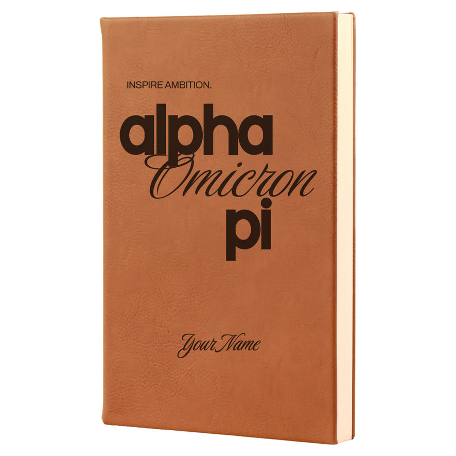 Alpha Omicron Pi Personalized Leatherette Notebook - AOII
