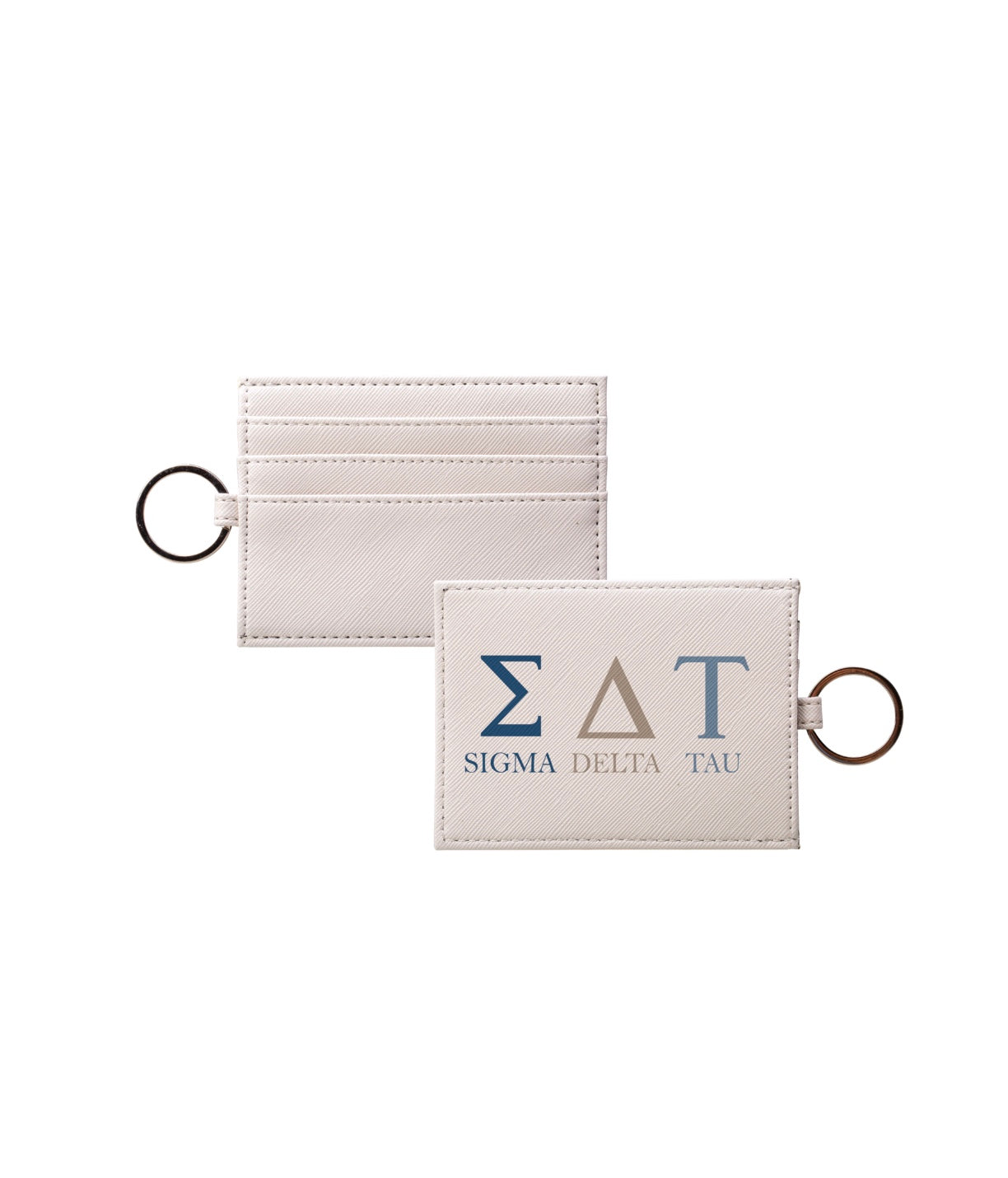 Sigma Delta Tau Vegan Saffiano Leather Card Holder - Greek Letters | Sig Delt Gifts