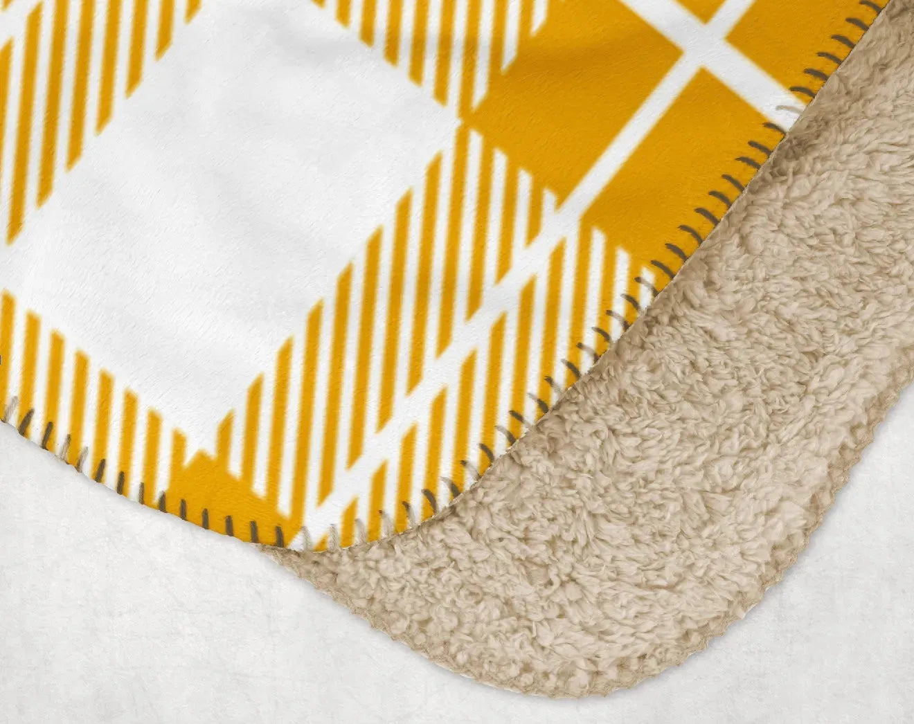 Phi Chi Theta XL 60x80 Sherpa Blanket - Gold Plaid Throw Blankets