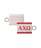 Alpha Chi Omega Vegan Saffiano Leather Keychain Card Holder - Stripes
