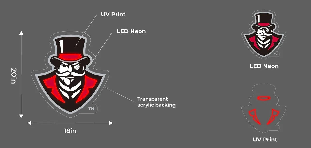 Austin Peay State University LED UV Print Neon Sign w/ Dimmer Neon Signs