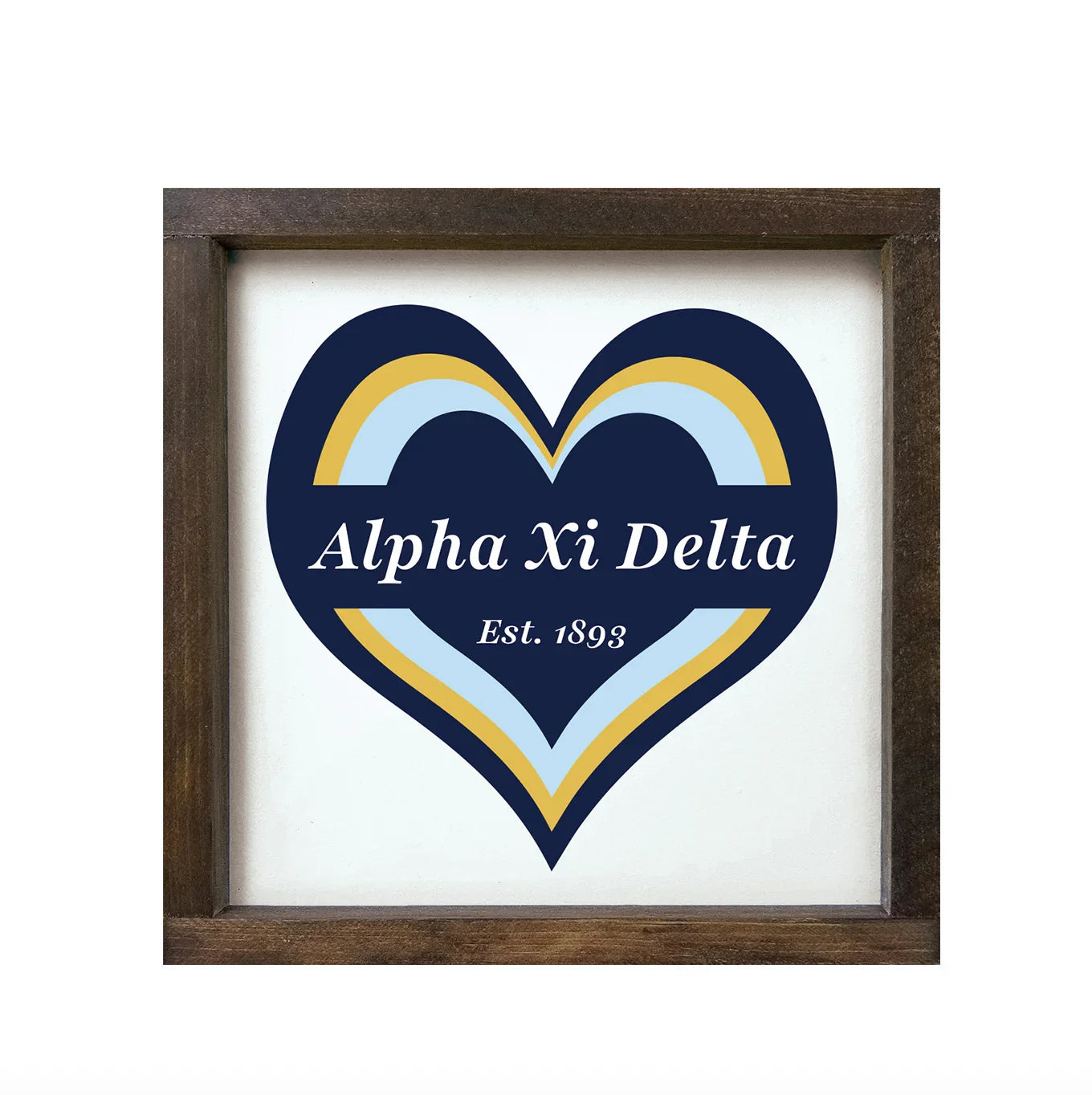 Alpha Xi Wood Framed Sign - Heart 12"x12" | AXiD Gifts & Decor