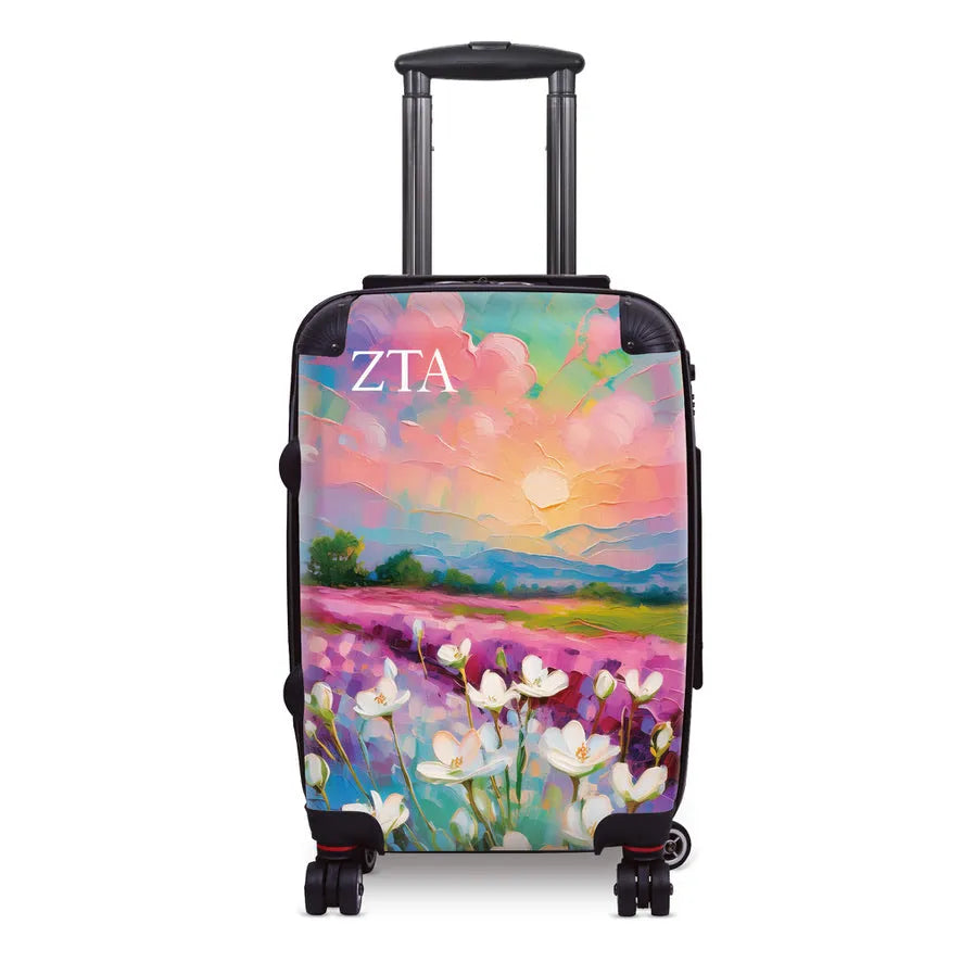 Zeta Tau Alpha  20" Carry-on Suitcase Luggage Bold White Violets | ZTA