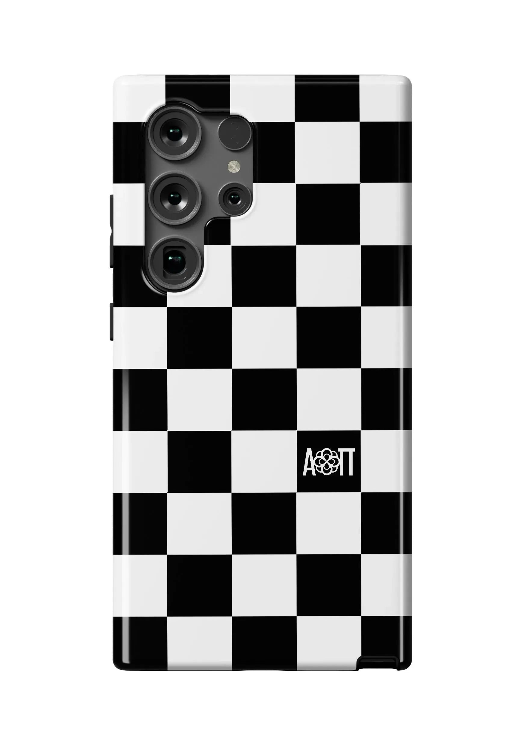 Alpha Omicron Pi Samsung Galaxy 24, 23 Mobile Phone Case - Black Check Gloss Mobile Phone Cases