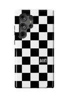 Alpha Omicron Pi Samsung Galaxy 24, 23 Mobile Phone Case - Black Check