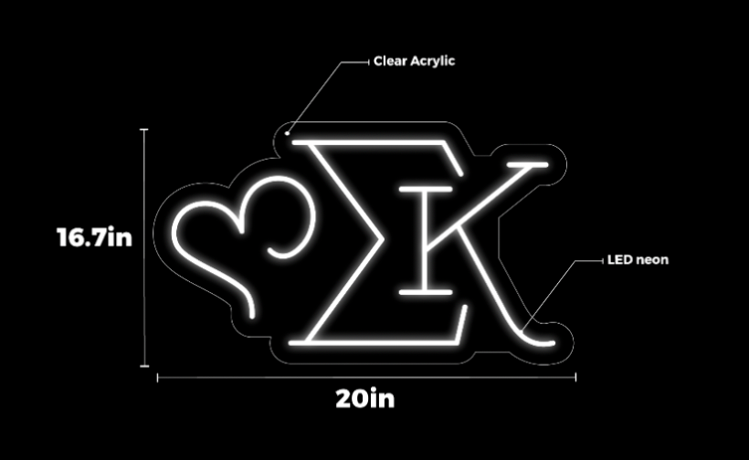 Sigma Kappa Greek Letter Icon LED Neon Sign w/ Dimmer | Dorm Sign