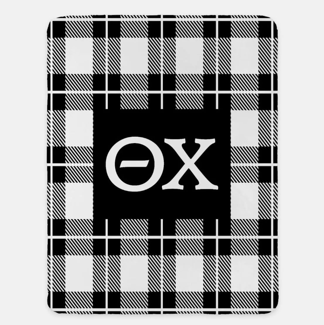 Theta Chi XL 60x80 Sherpa Throw Blanket - Plaid Black Throw Blankets