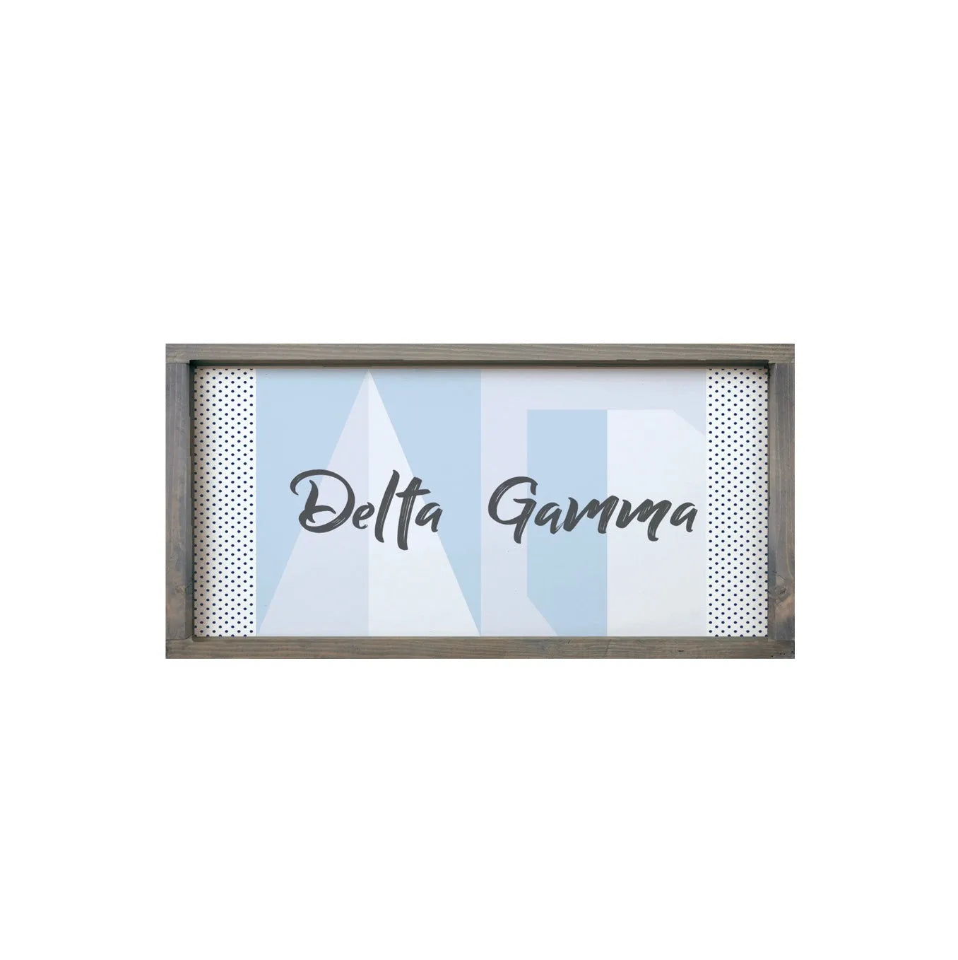 Delta Gamma 12x24 Blue Stylized Greek Letters Wood Framed Sign Weathered Gray Wall Art & Signs