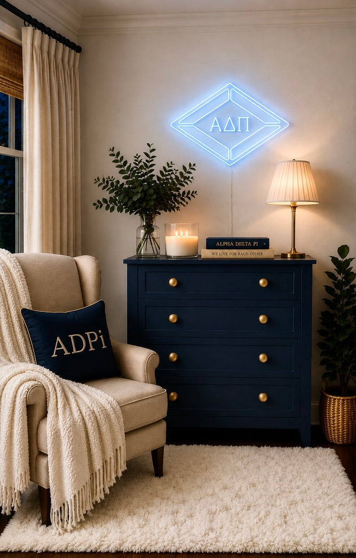 Alpha Delta Pi Diamond LED Neon Sign w/ Dimmer | ADPi Dorm Wall Art

