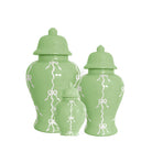 Bow Stripe Ginger Jars in Green | Preppy Dorm Decor | Accessories
