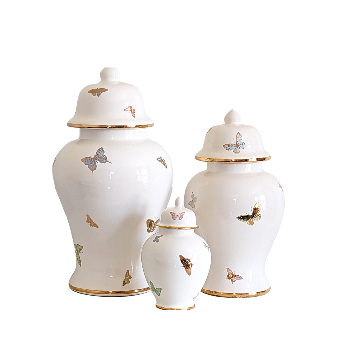 Gilded Butterflies Ginger Jars | Dorm Accessories | Dresser Accessories