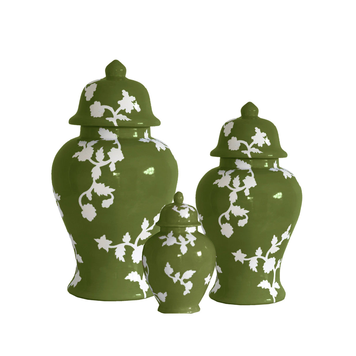 Chinoiserie Dreams Ginger Jars in Moss Green | Dorm Accessories | Campus Greek Fit