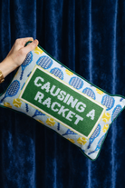 Causing A Racket Needlepoint Pillow | Tennis Themed Dorm Decor