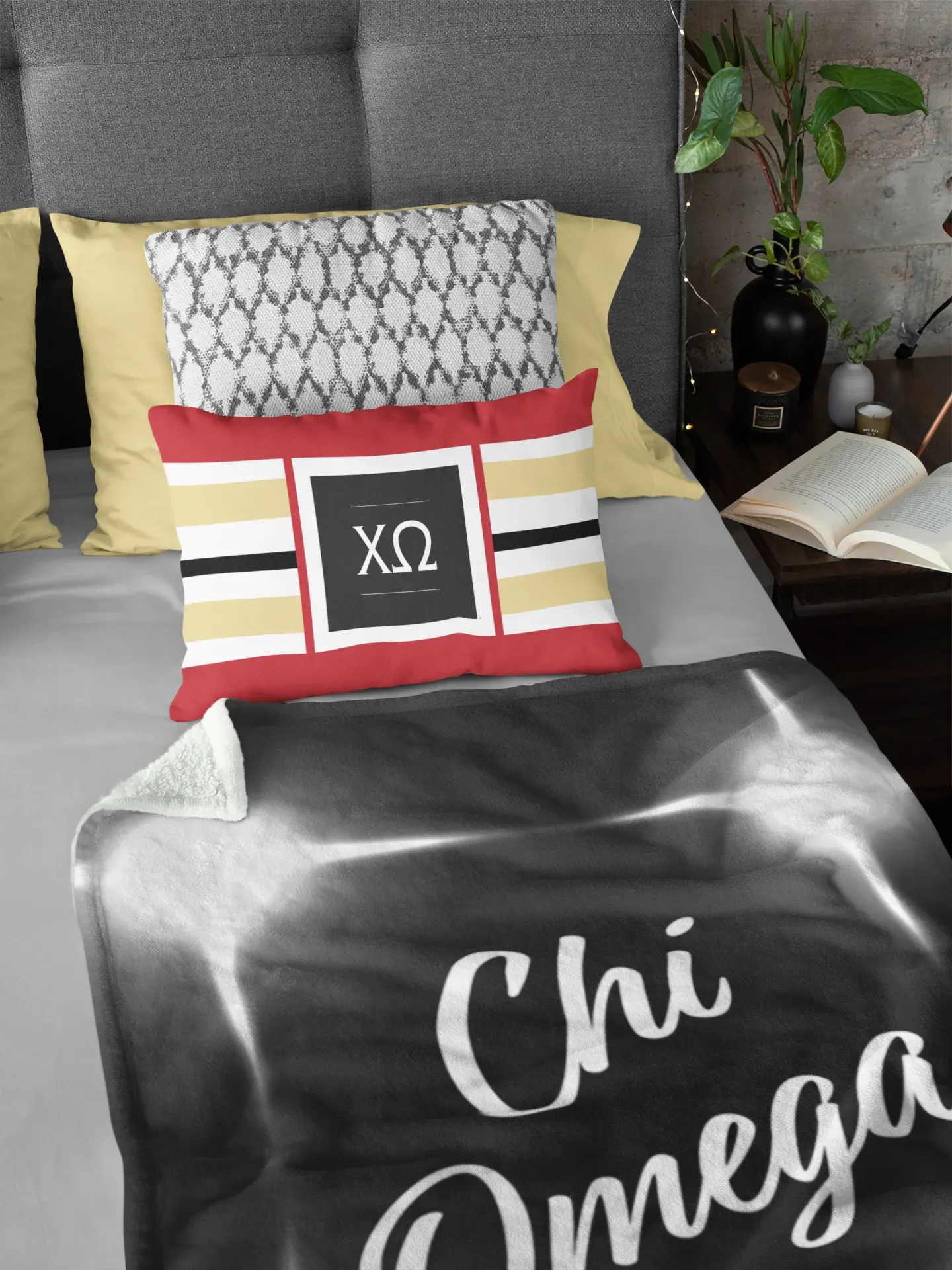 Chi Omega Greek Letters Lumbar Pillow Cover Pillow Covers