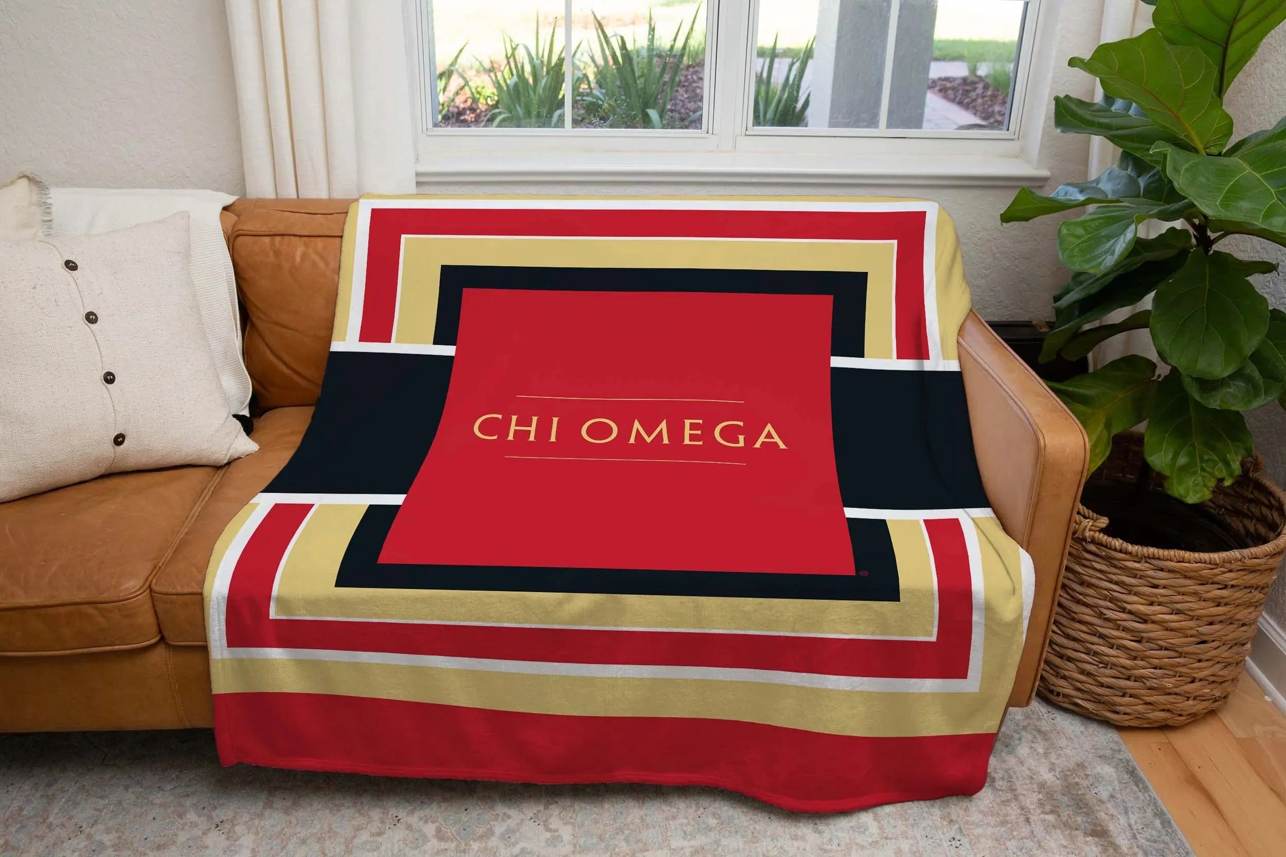 Chi Omega XL 60x80 Sherpa Throw Blanket - Geometric Throw Blankets